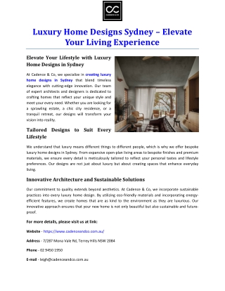 Luxury Home Designs Sydney – Elevate Your Living Experience