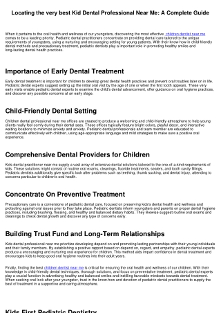 Locating the Best Kid Dental Expert Near Me: A Total Overview