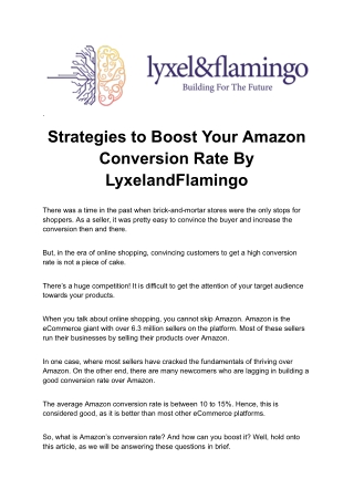 Boost Your Amazon Conversion Rate with Proven Strategies By Lyxel&Flamingo