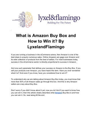 Amazon Buy Box Vendor Central vs. Seller Central By Lyxel&Flamingo