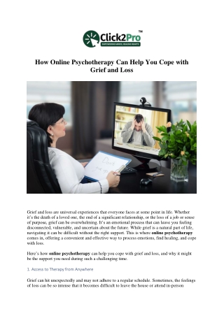 how online psychotherapy can help you cope with