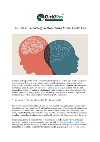 the role of technology in modernizing mental