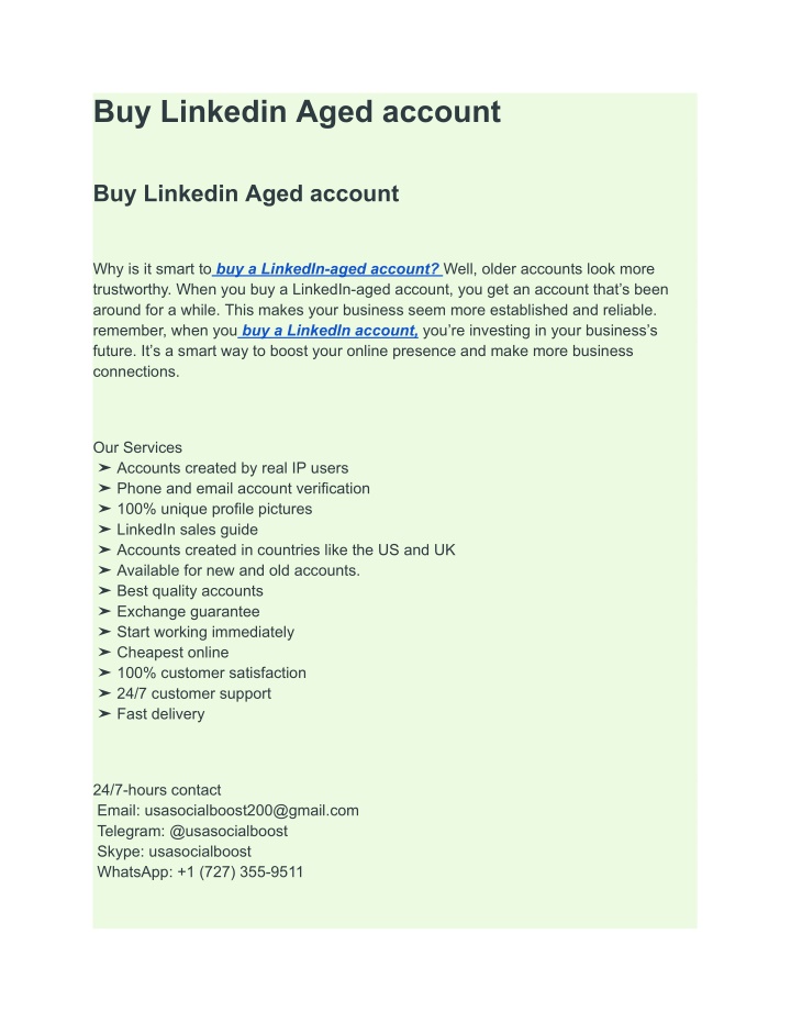 buy linkedin aged account