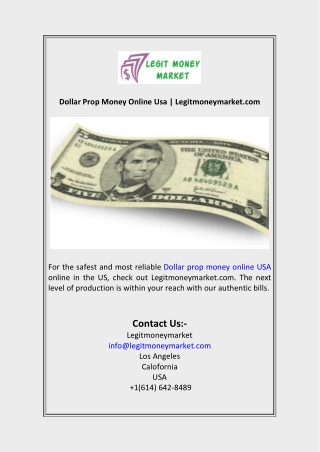 Dollar Prop Money Online Usa  Legitmoneymarket.com
