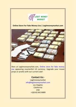 Online Store For Fake Money Usa  Legitmoneymarket.com