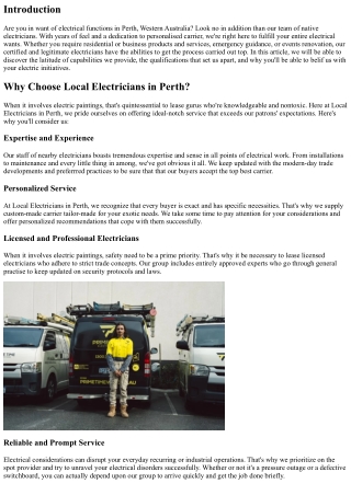 Local Electricians in Perth: Personalized Service You Can Trust