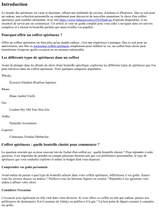 Coffret spiritueux : quelle bouteille choisir pour commencer ?