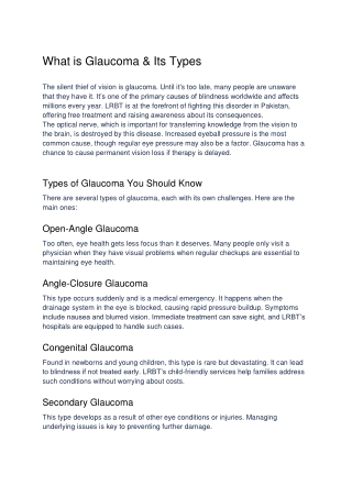 what is glaucoma its types