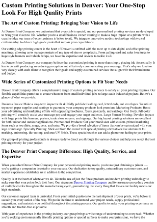 custom printing solutions in denver your one stop