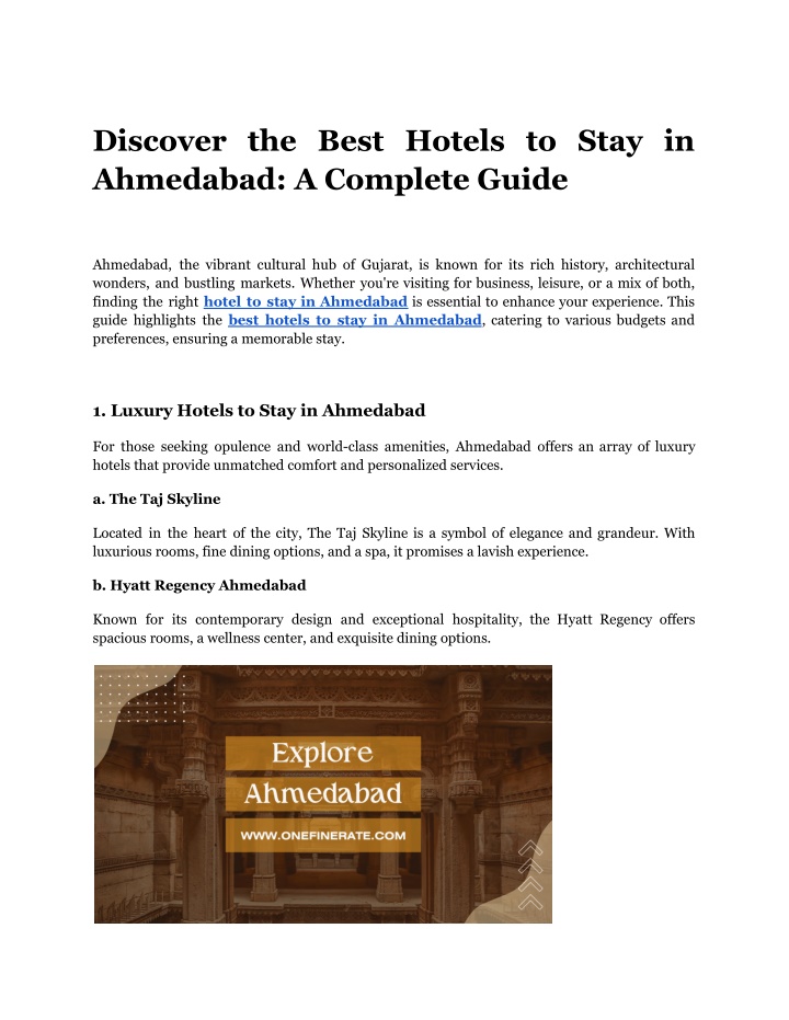 discover the best hotels to stay in ahmedabad