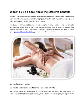 Want to Visit a Spa Know the Effective Benefits