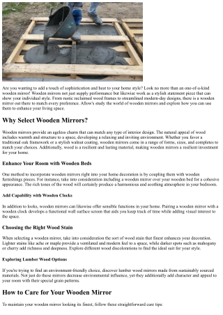 Show Your Design with a Distinct Wooden Mirror