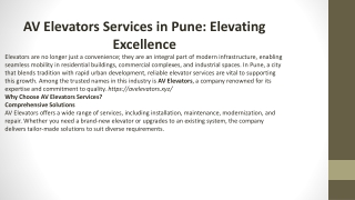 av elevators services in pune elevating