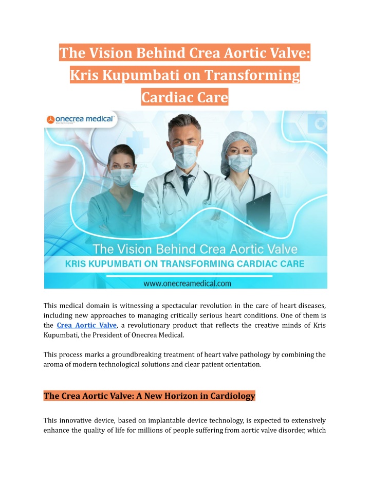 the vision behind crea aortic valve kris