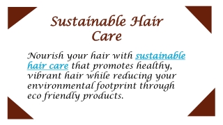 Sustainable Hair Care