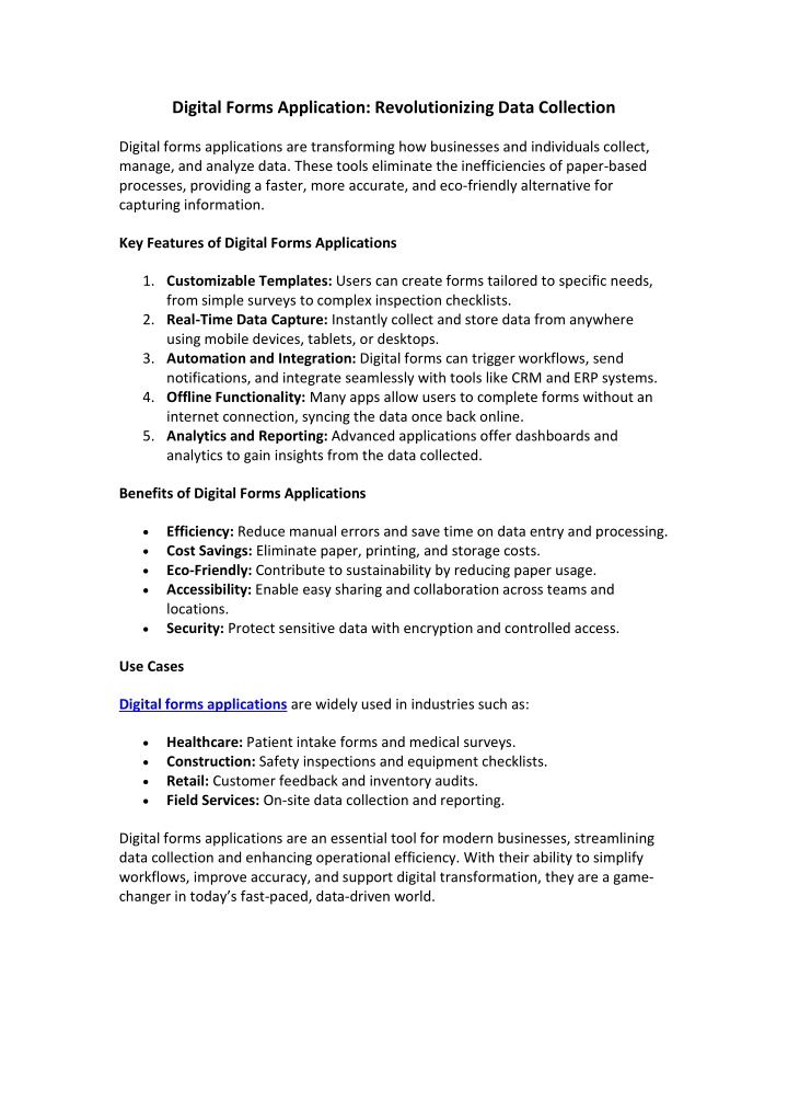 digital forms application revolutionizing data