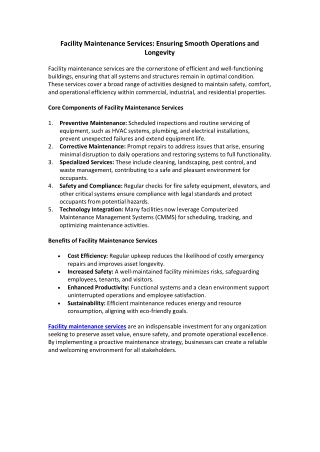 facility maintenance services ensuring smooth