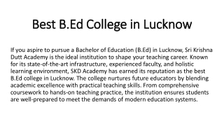 B.Ed Course in Lucknow | Sri Krishna Dutt Academy