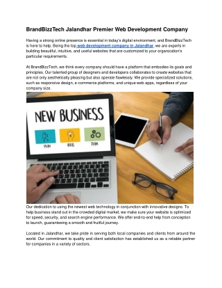 BrandBizzTech Jalandhar Premier Web Development Company