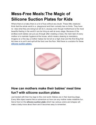 Mess-Free Meals_ The Magic of Silicone Suction Plates for Kids