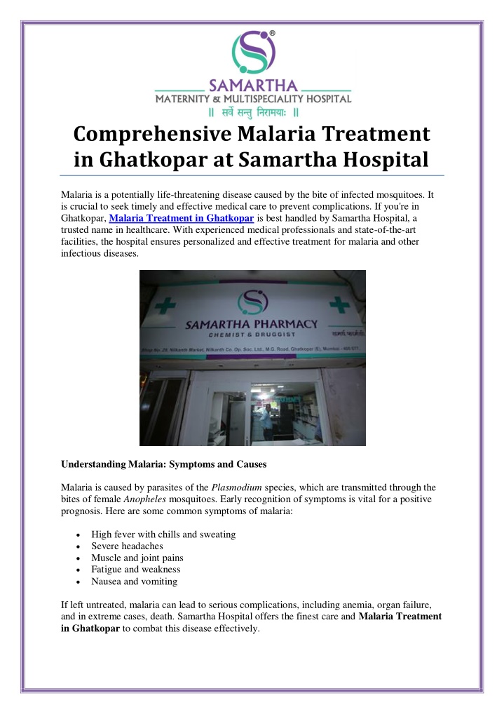 comprehensive malaria treatment in ghatkopar