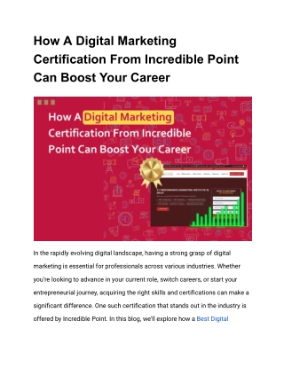 How A Digital Marketing Certification From Incredible Point Can Boost Your Career
