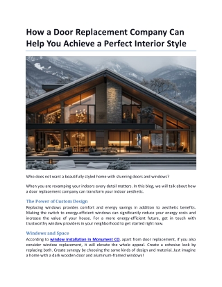 How a Door Replacement Company Can Help You Achieve a Perfect Interior Style