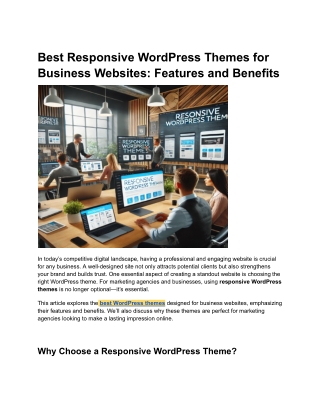 Best Responsive WordPress Themes for Business Websites: Features and Benefits