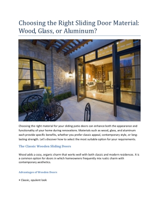 Choosing the Right Sliding Door Material Wood Glass or Aluminum