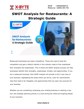 SWOT Analysis for Restaurants: A Strategic Guide