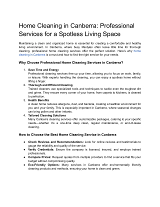 Home Cleaning in Canberra_ Professional Services for a Spotless Living Space