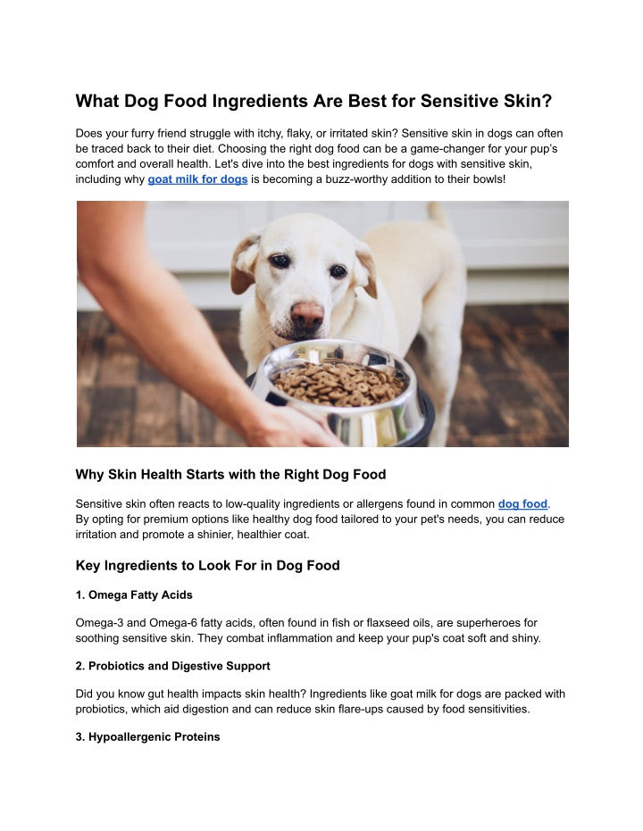 what dog food ingredients are best for sensitive