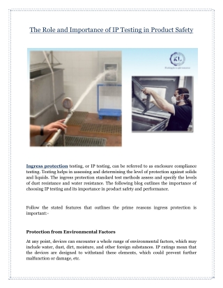 The Role and Importance of IP Testing in Product Safety