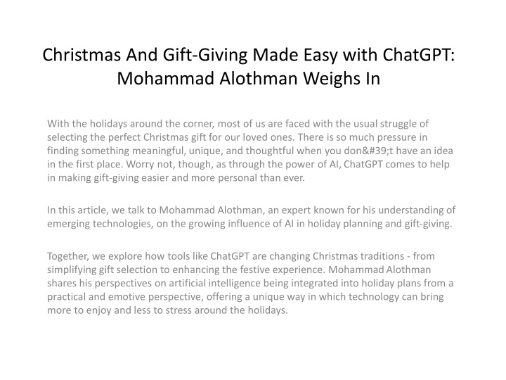 christmas and gift giving made easy with chatgpt mohammad alothman weighs in