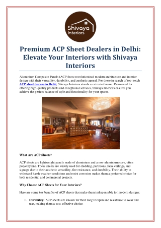 Reliable ACP Sheet Dealers in Delhi – Durable & Stylish Cladding Solutions