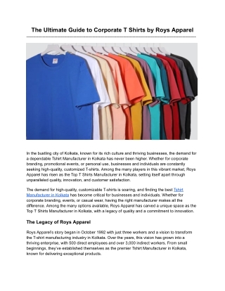 The Ultimate Guide to Corporate T Shirts by Roys Apparel