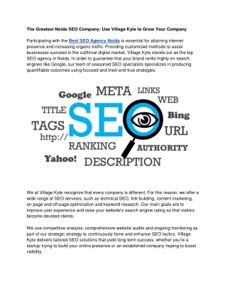 The Greatest Noida SEO Company_ Use Village Kyte to Grow Your Company