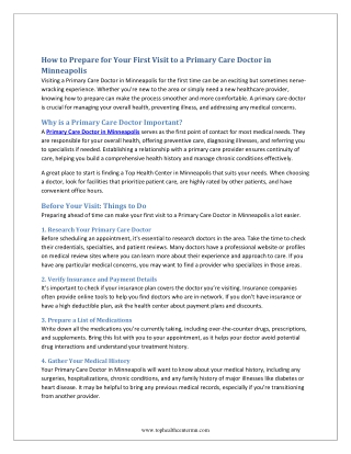 How to Prepare for Your First Visit to a Primary Care Doctor in Minneapolis