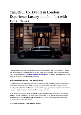 chauffeur for events in london experience luxury and comfort with xchauffeurs
