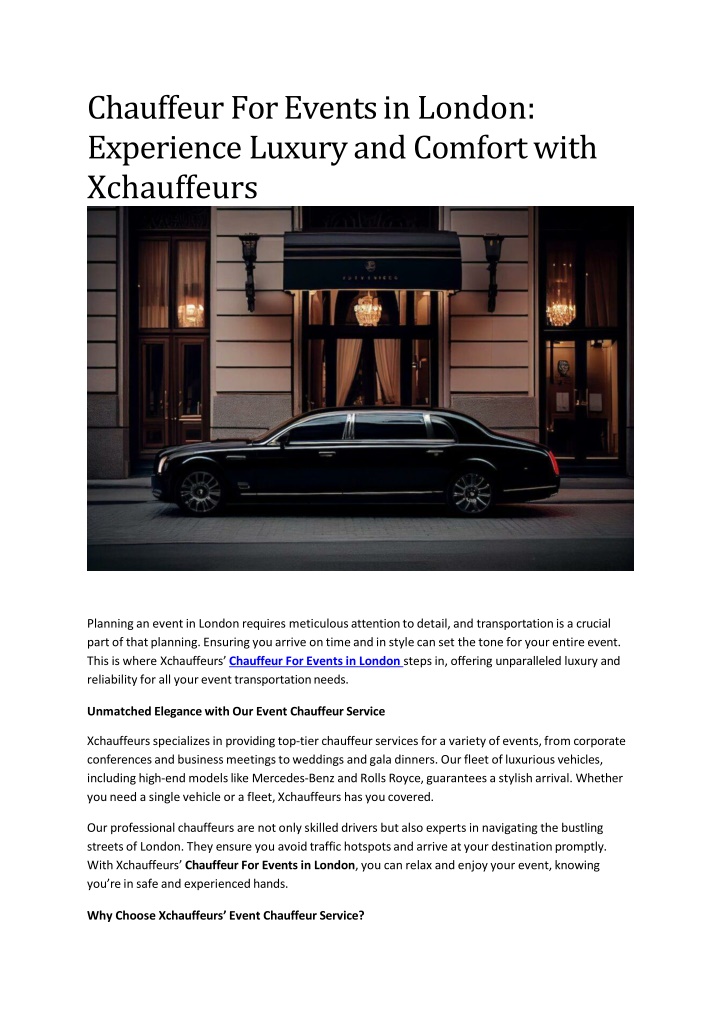 chauffeur for events in london experience luxury and comfort with xchauffeurs