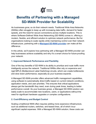 Benefits of Partnering with a Managed SD-WAN Provider for Scalability