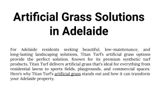 High-Quality Artificial Grass Solutions in Adelaide