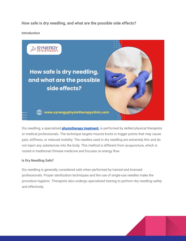 how safe is dry needling and what