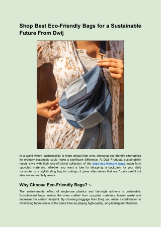 Shop Best Eco-Friendly Bags for a Sustainable Future From Dwij
