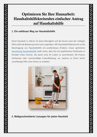 Optimieren Sie Ihre Hausarbeit: Haushaltshilfekreisruhrs einfacher Antrag auf Ha