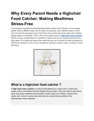 Why Every Parent Needs a Highchair Food Catcher_ Making Mealtimes Stress-Free