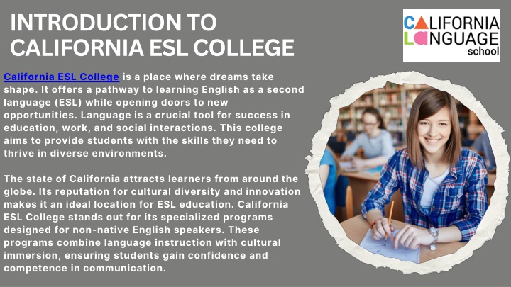 introduction to california esl college