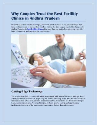 Why Couples Trust the Best Fertility Clinics in Andhra Pradesh