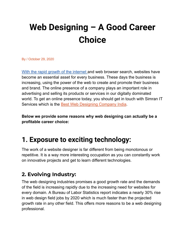 web designing a good career choice