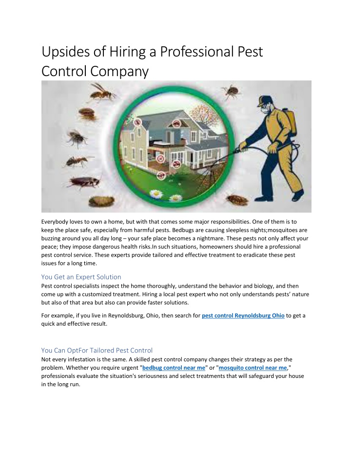 upsides of hiring a professional pest control